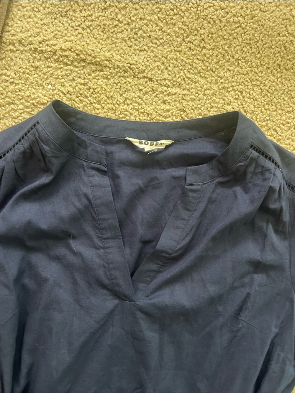 Boden Jen Broderie Cotton Midi Dress in Navy - Picture 11 of 13